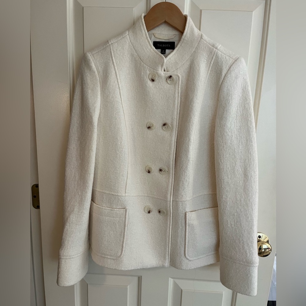 Talbots cream boiled wool blazer size 10